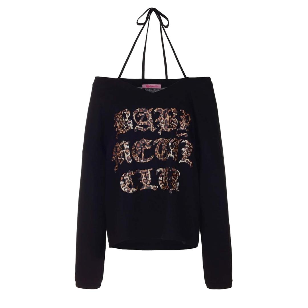 Leopard logo string tee (black)