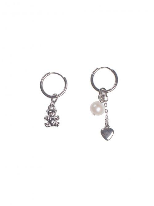 하트 베어 써지컬 링 귀걸이