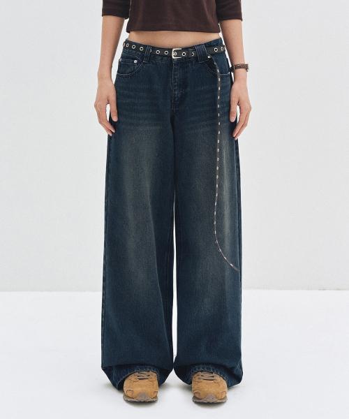 Signature Low Rise Wide Jeans DCWPT004DBLUE
