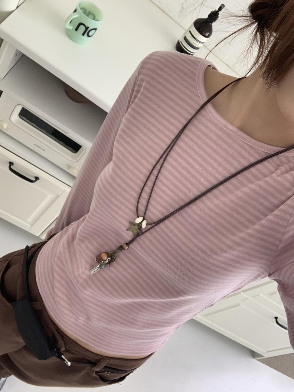 러브앤드팝 치즈 단가라 몽글 긴팔티셔츠