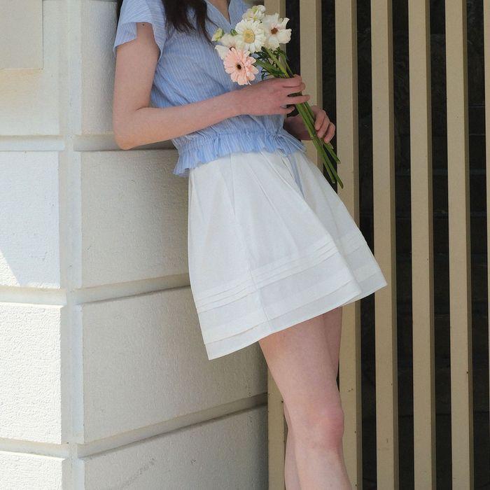 13th) moui Cotton pintuck skirt (O/WHITE)