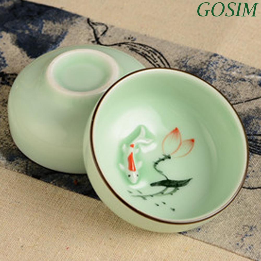 대만 물고기잔 스페셜 연꽃 두마리 세트 고량주잔 6p