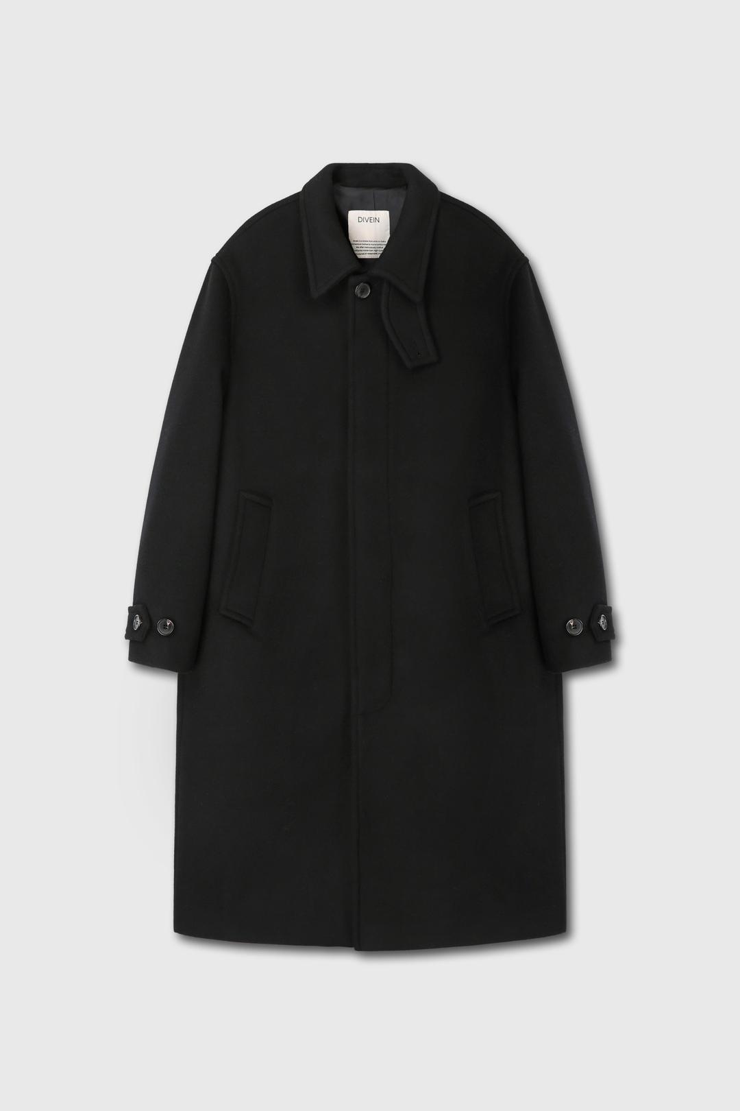 CASHMERE LAMBSWOOL UNIFORM MAC COAT (BLACK)