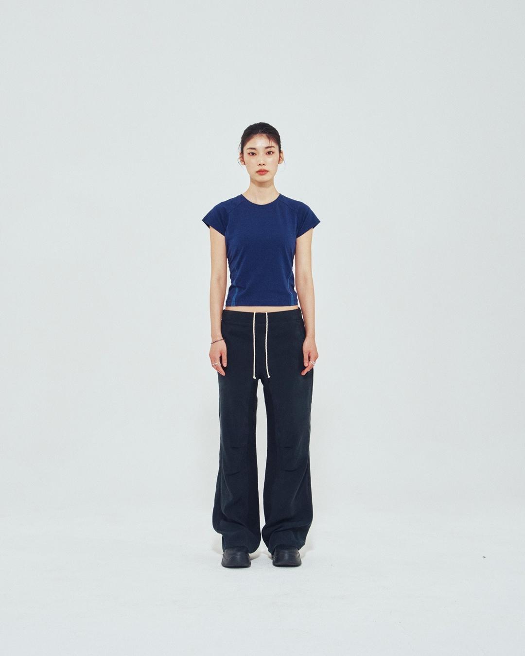 Shirring Crop Top_Navy
