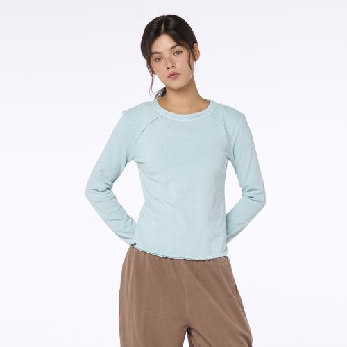 OZTS1236 코튼 피그먼트 롱슬리브 - 그레이 스카이