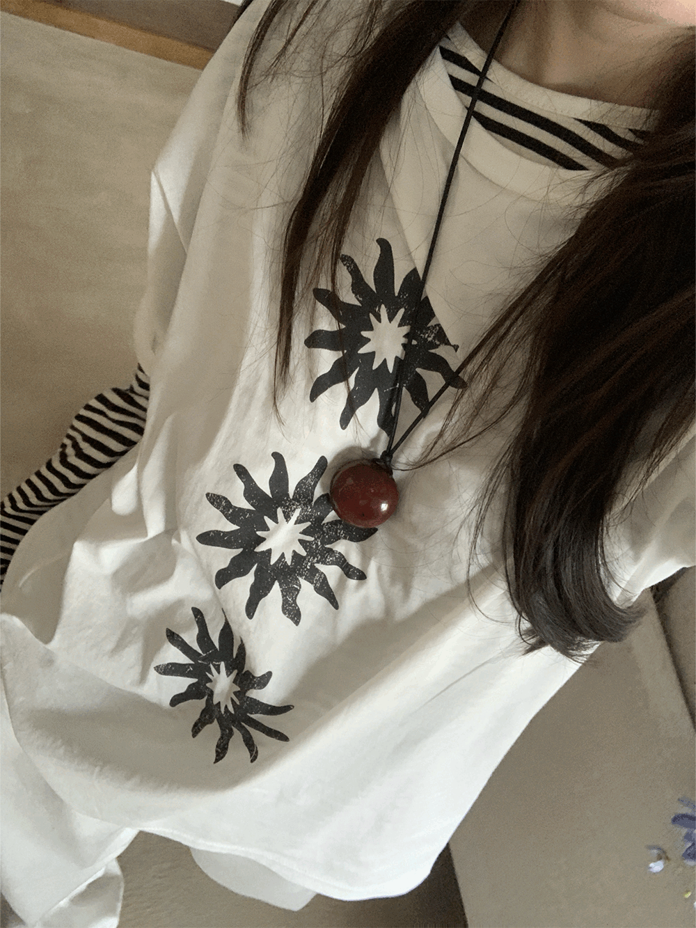 하우유 크론 오버핏 나염 반팔티셔츠 (3c)