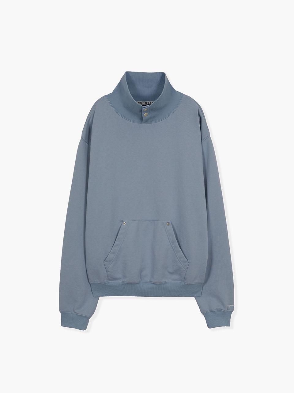 HIGHNECK SNAP SWEATSHIRT_blue
