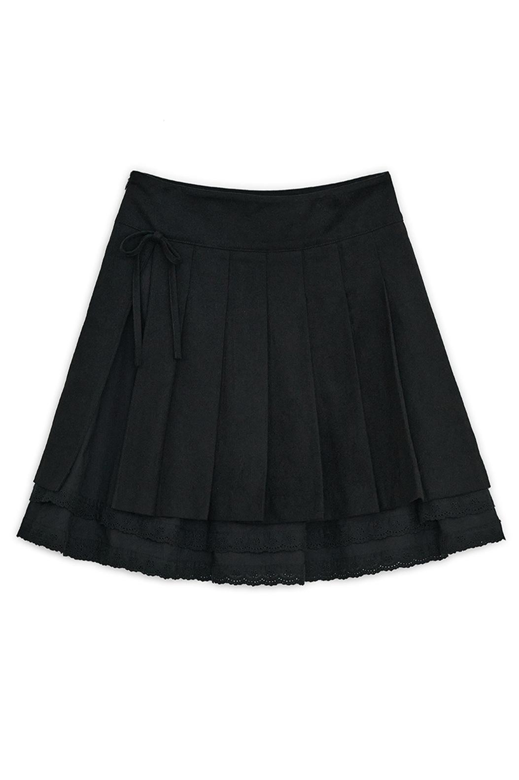 [12월 24일 출고] Slit pleats midi skirt (Black)