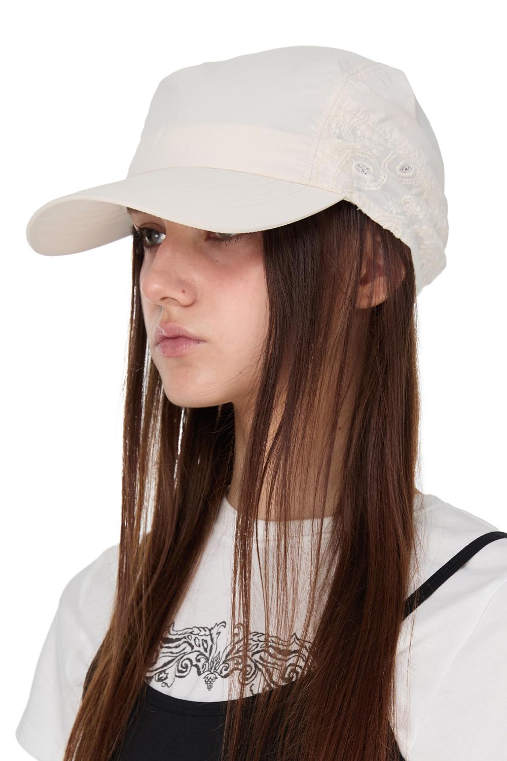 Punching Paisley Scarf Cap, IVORY