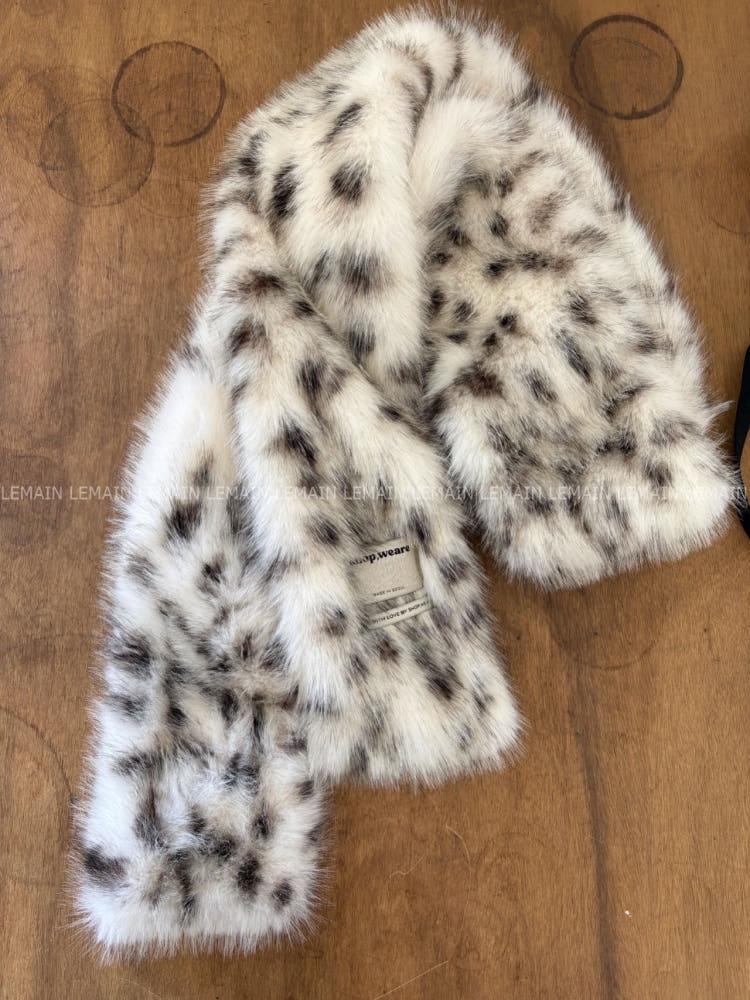 [설명절타임세일/당일출고] 24FW we are 위아 바니머플러 호피 퍼 롱 머플러 목도리