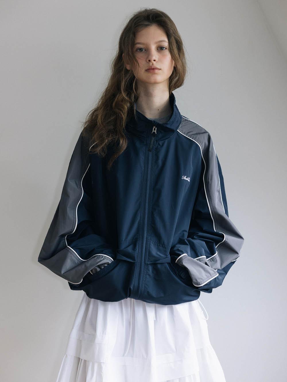 TRACK JERSEY JACKET, NAVY