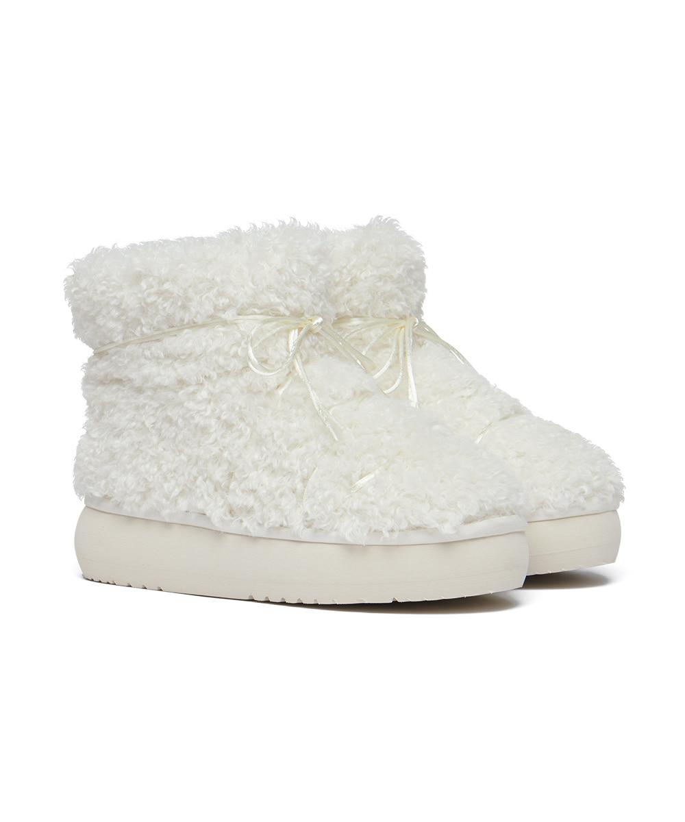 [NEW 10%] CURLY FUR BOOTS SHORT - IVORY