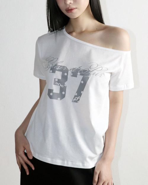 37Dot 원숄더 오버핏 티셔츠 화이트