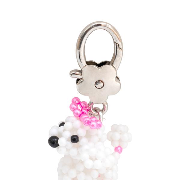 Ribbon Poodle Key Ring (White)