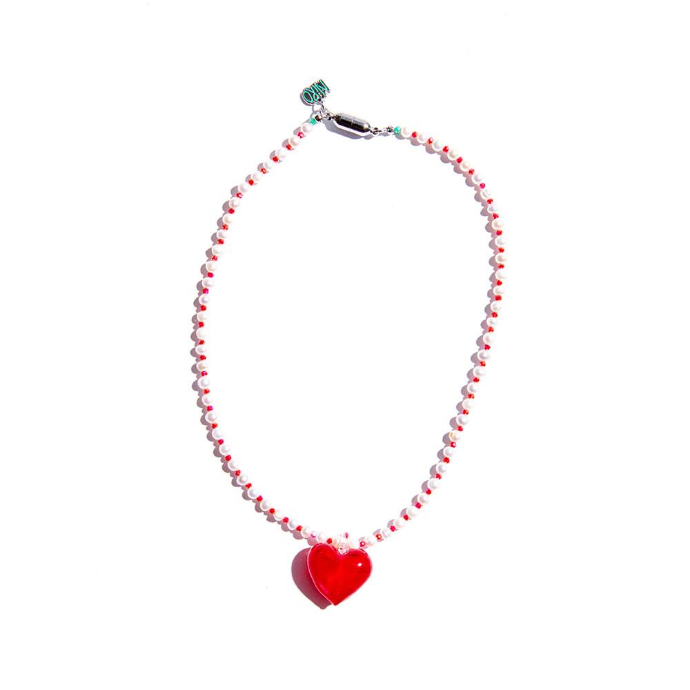 RED HEART BEADS PERAL NECKLACE #73