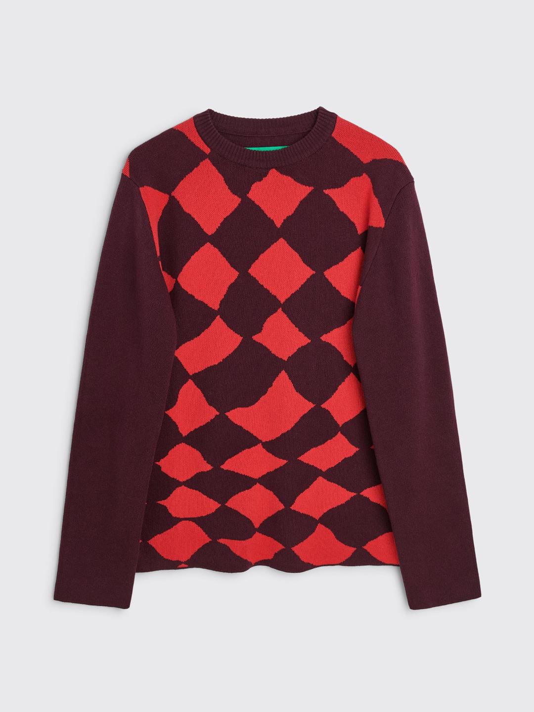 TRÈS BIEN everywear Pattern Knitted Sweatshirt Cotton Cashmere Burgund
