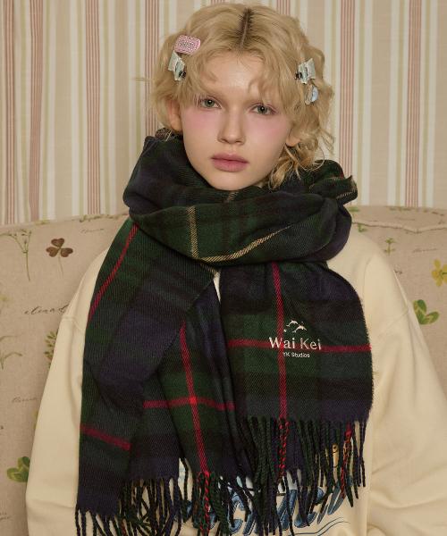 체크 머플러 그린