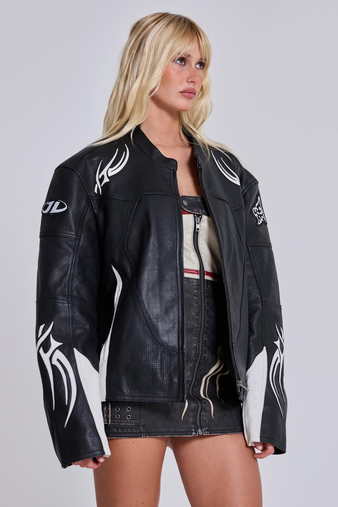 Crash Leather Biker Jacket - M / Black