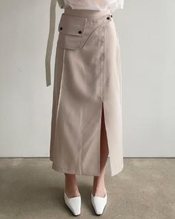 pocket belt maxi skirt (2color)