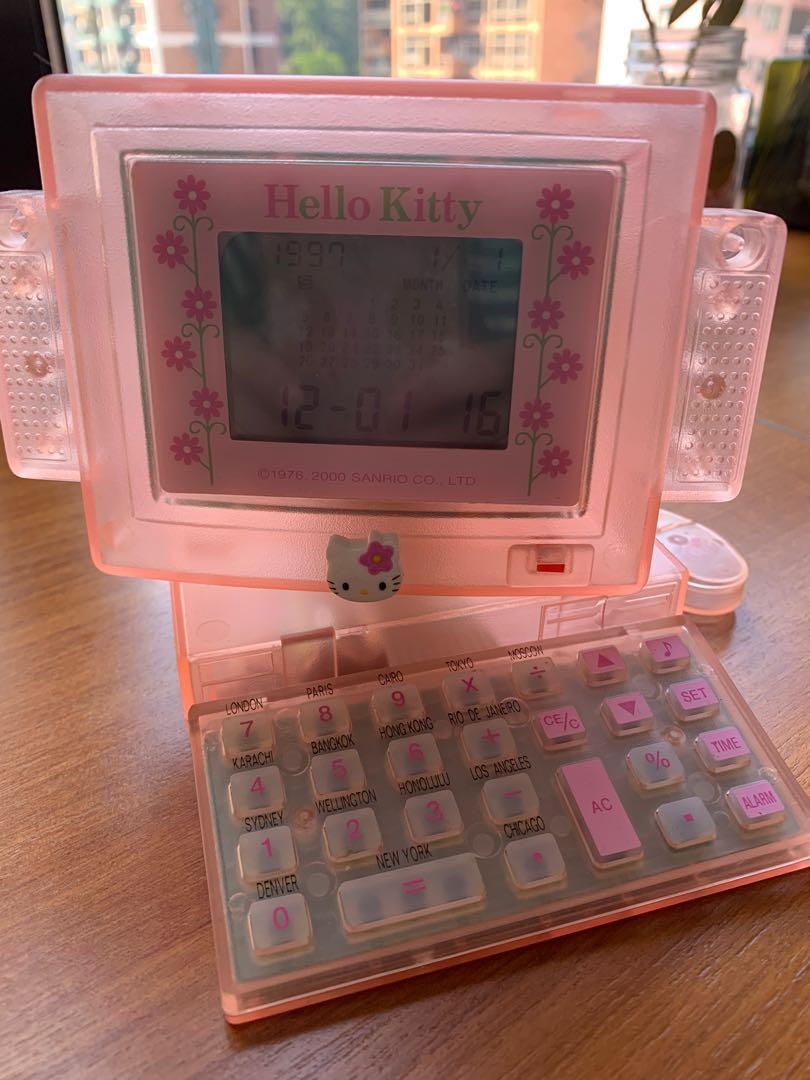 絶版hello kitty 彷復古電腦造型計算機（有時鐘功能