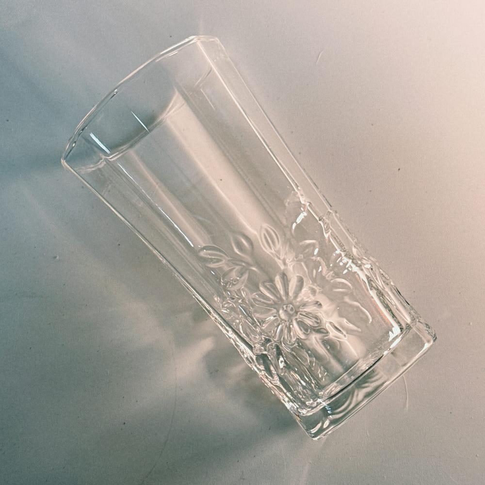 레트로 플라워 양각 클리어 글라스 한입맥주잔 150ml 1P