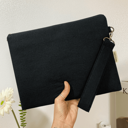 [사이즈주문제작가능]블랙무지린넨패드노트북파우치