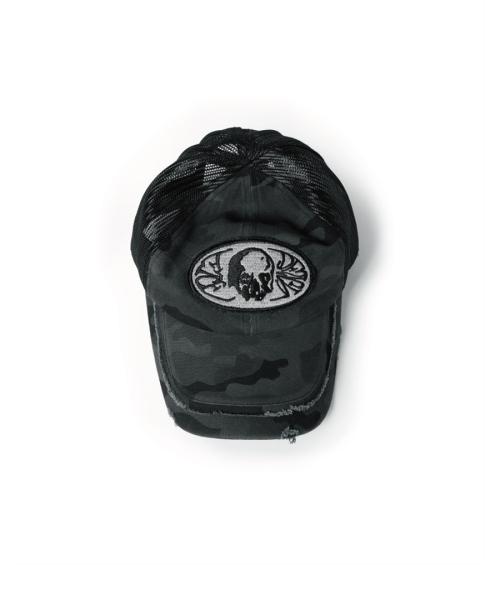 SKULL PATCH TRUCKER CAP (BLACK)
