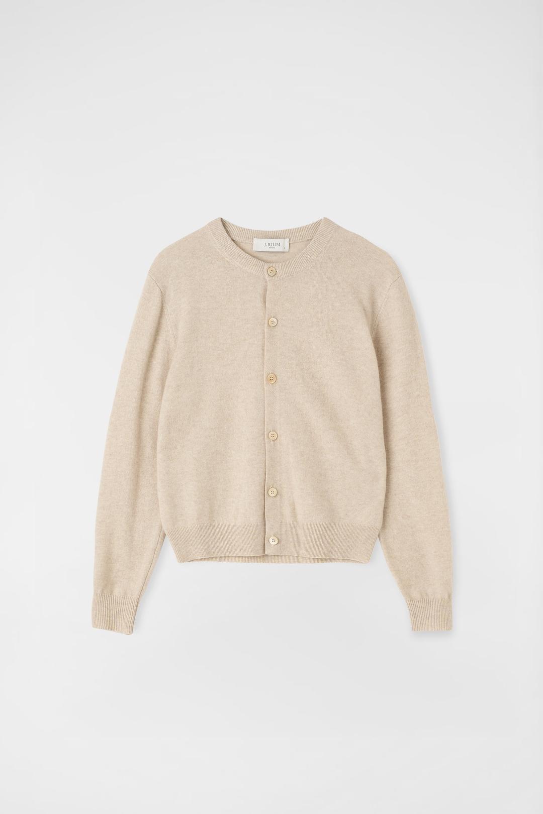 [우먼] 캐시미어 에센셜 라운드넥 가디건 오트밀