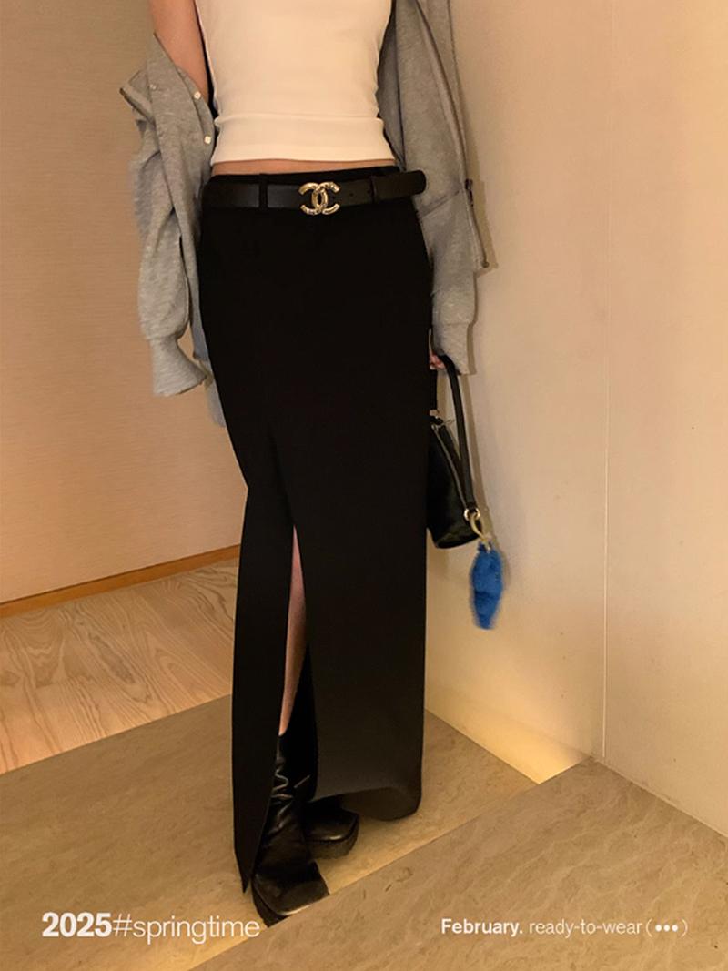 Chic Open Slit Maxi Long Lowrise Skirt