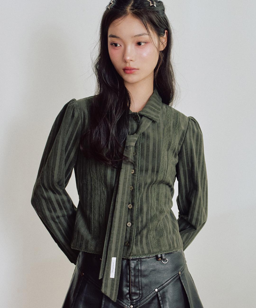 이사벨 레이스 셔츠 [KHAKI]