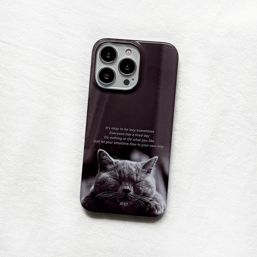 [ 보육원 기부 ] 게으른 고양이 유광 하드 카드수납 갤럭시 아이 폰 케이스 아동 후원