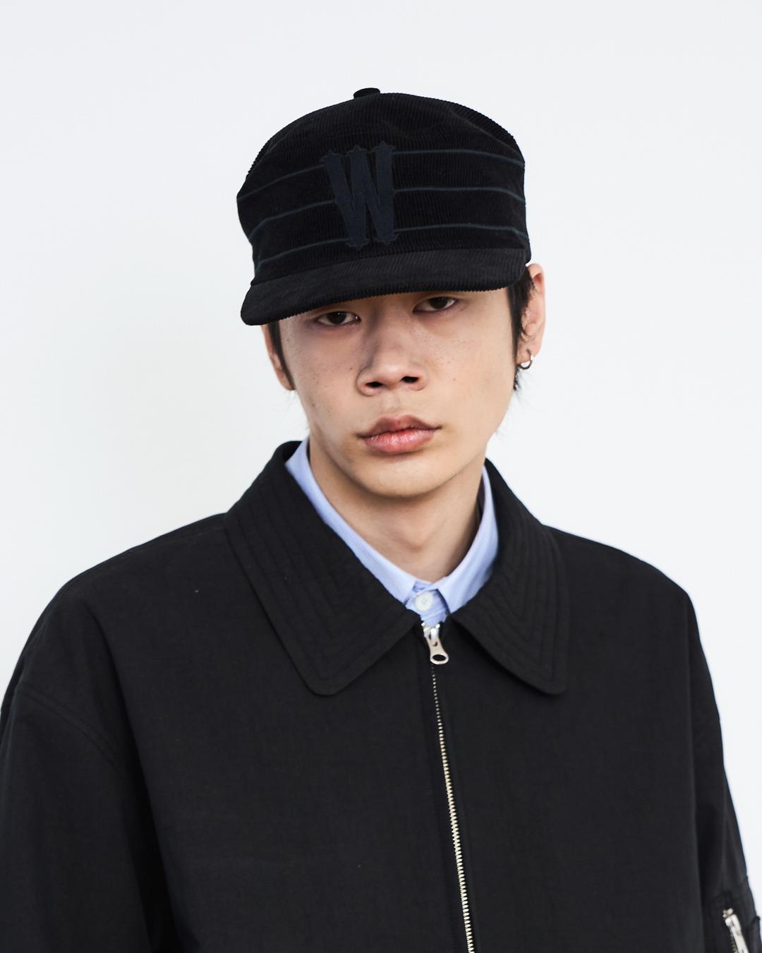 W Stripe Pillbox Cap (Black)