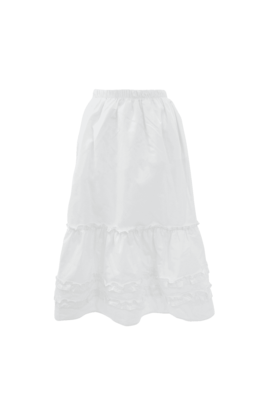 [Pink orchid house] Shirring cancan midi skirt (2color) (White)