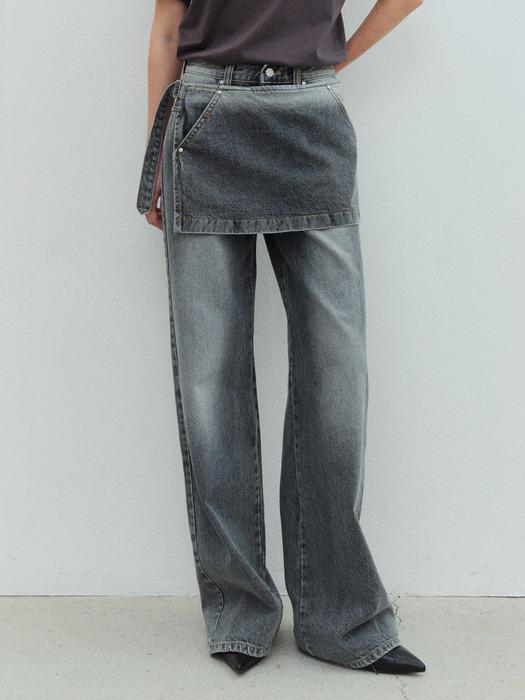 TVS SKIRT LAYERD DENIM_DEEP BLUE
