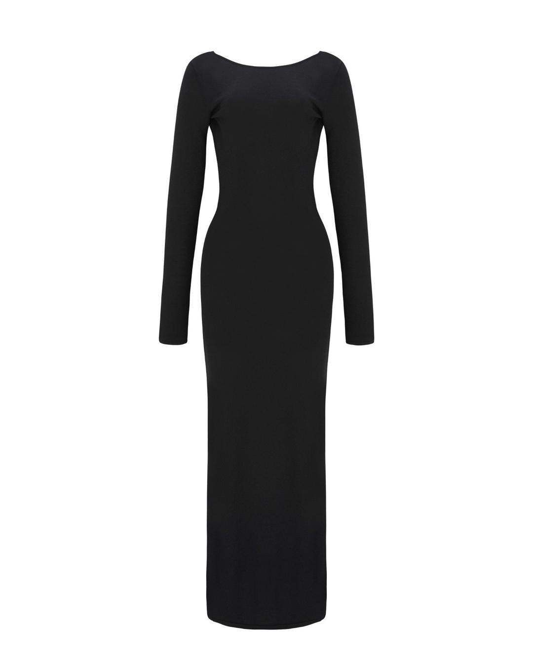 CS BACK OFF MAXI KNIT DRESS-027 (BLACK)