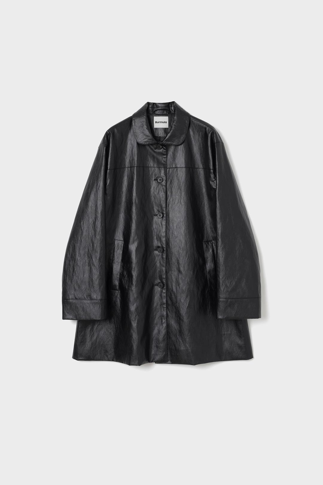 LEATHER HALF COAT (BLACK)