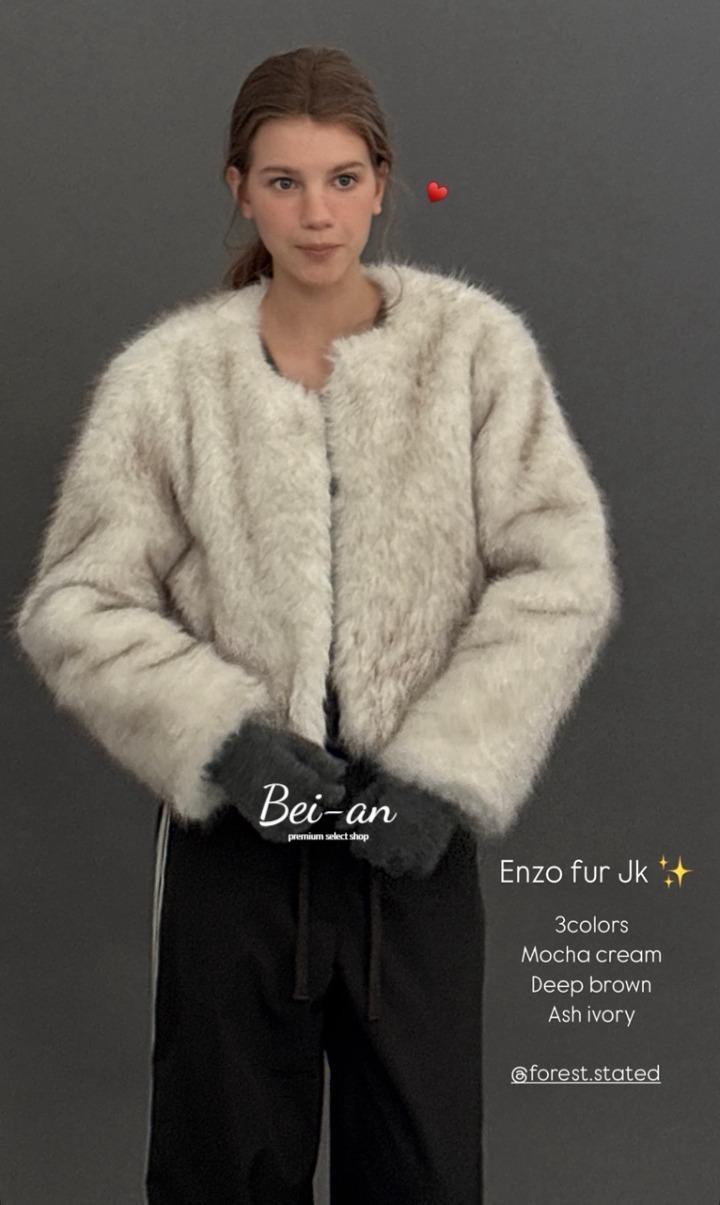 바이안 forest 포레스트 엔조 퍼 자켓 노카라 긴팔 연말룩 털 jk (3 color)
