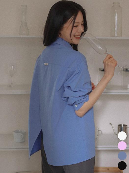 Backslit detail soft cotton shirt_4color