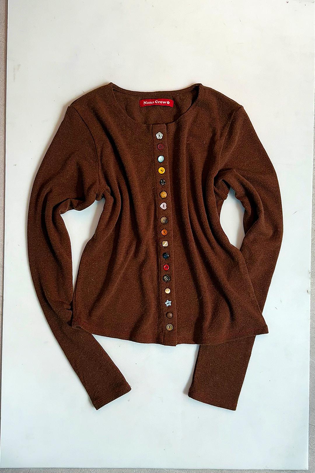 [1st Pre-Order] [9/26 예약배송]  MULTI BUTTON ANGORA CARDIGAN - COCOA BROWN