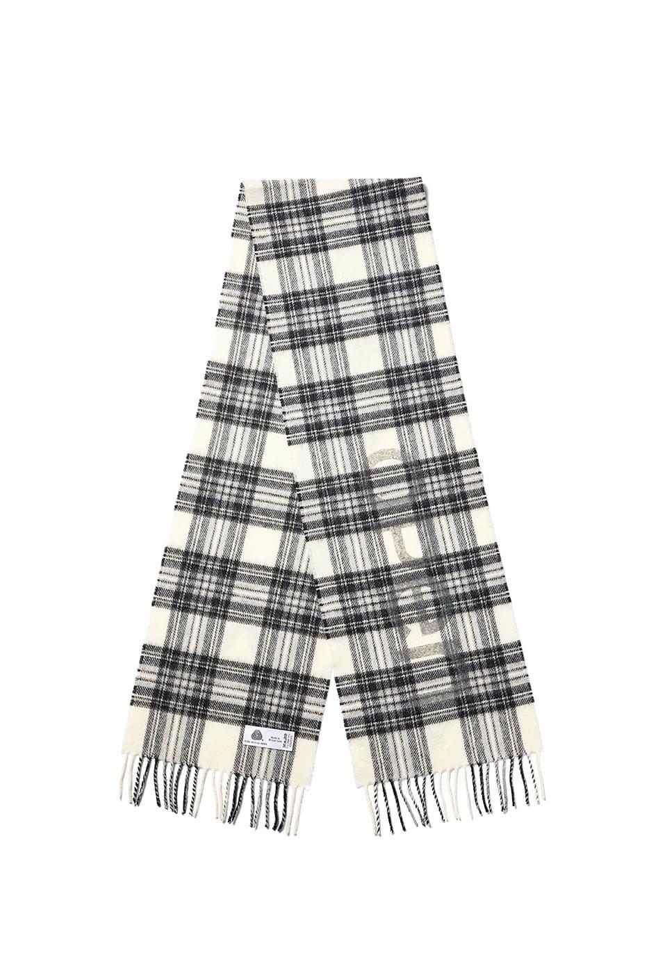 OPEN YY TARTAN WOOL SCARF, BLACK