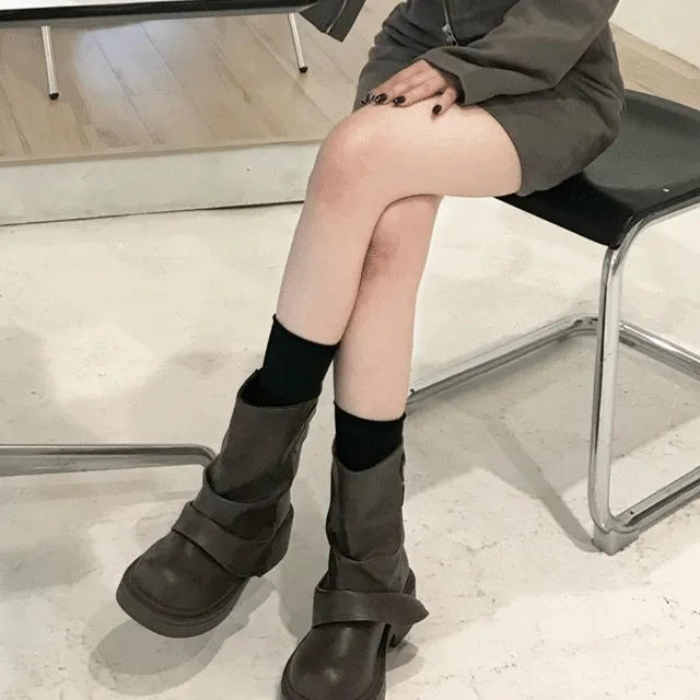 [24FW신상]투벨트 주름워머 미들부츠 5cm