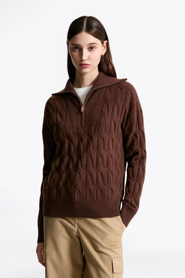 소프트 울 케이블 하프 집업