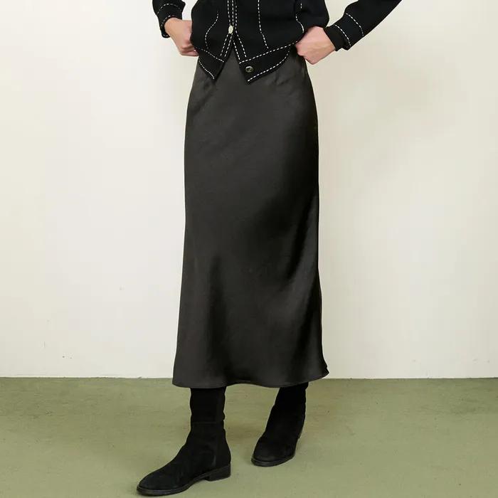 지젤 새틴 슬릿 스커트 [4 컬러]