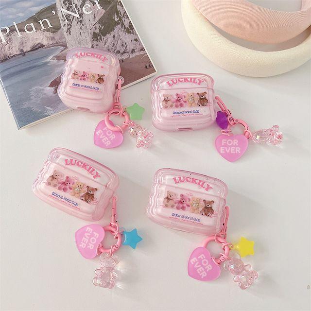 에어팟 핑크 곰돌이 곰인형 투명 하트 키링 젤리 실리콘 유니크 키치 힙 하이틴 귀여운 심플 특이한 커플 우정 친구 선물 이어폰 애플 케이스 에어팟케이스 1세대 2세대 프로 3세대