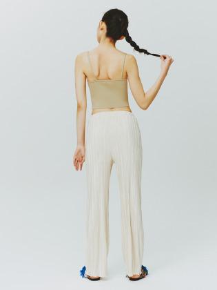 IVORY PLEATS SATIN PANTS