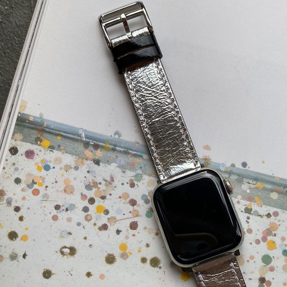 링클 카프스킨 워치 스트랩 (유광실버)