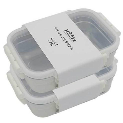Haatz 데코 스텐 밀폐용기, 0.85L, 2개 - 밀폐용기/세트 | 쿠팡