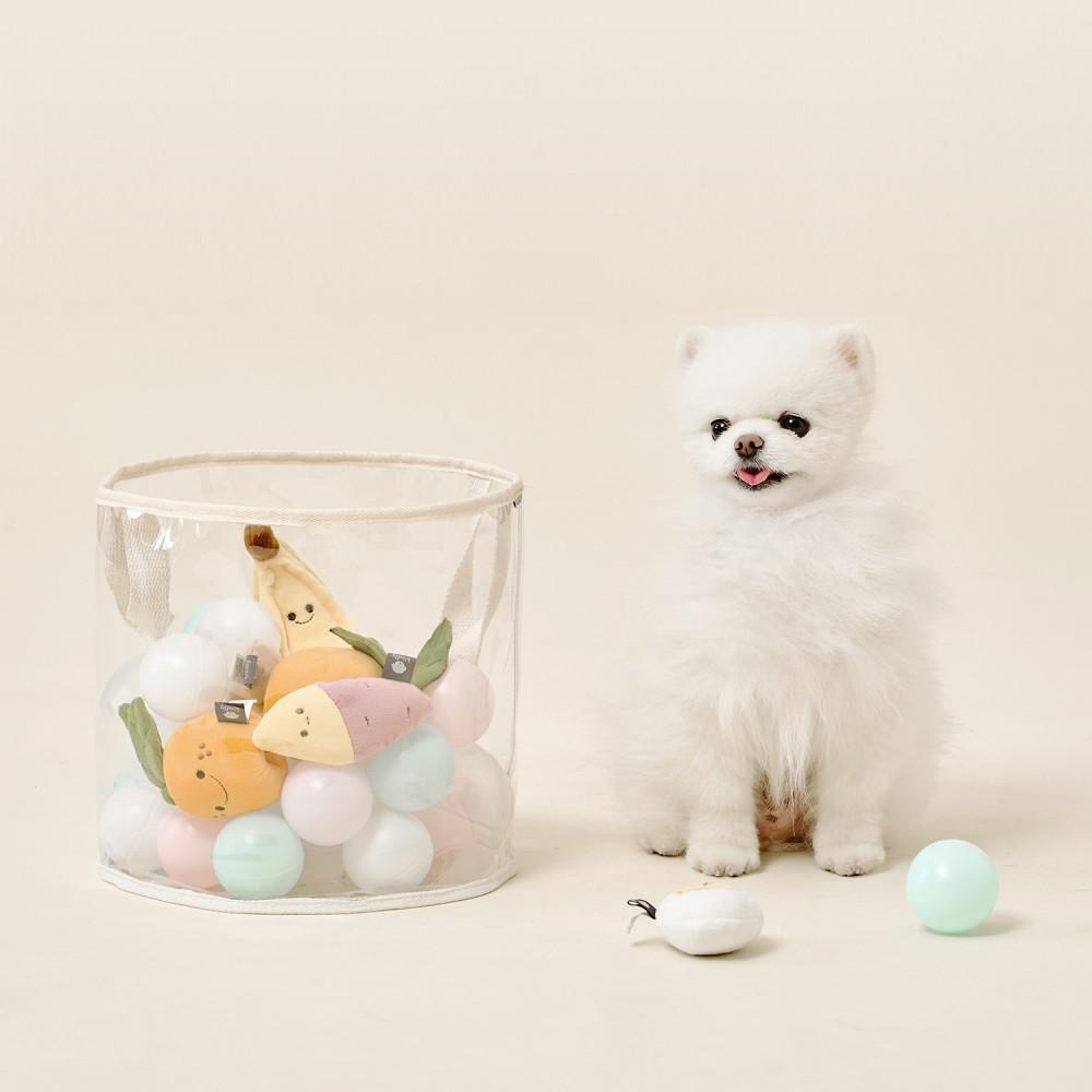 울리 투명바스켓 강아지 장난감정리보관함 원형 정리 바구니