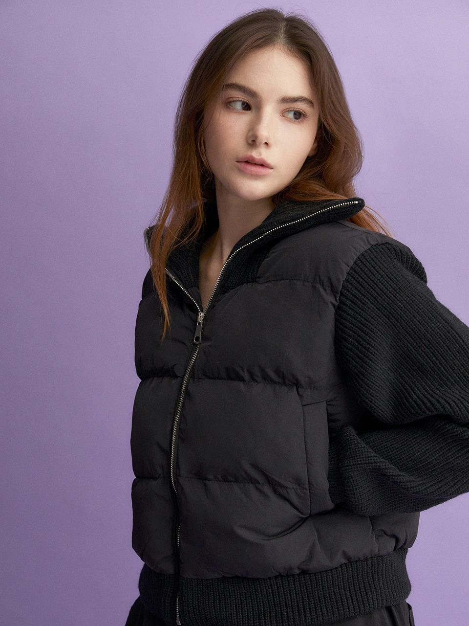 하이넥 니트 패딩 (블랙)