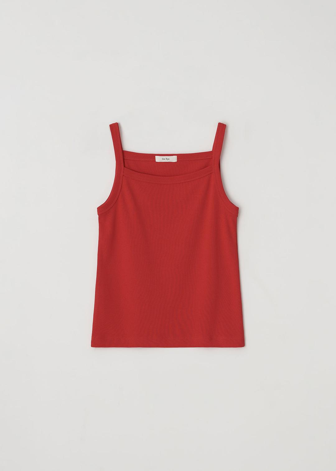 Cotton Ribbed Sleeveless(Red)